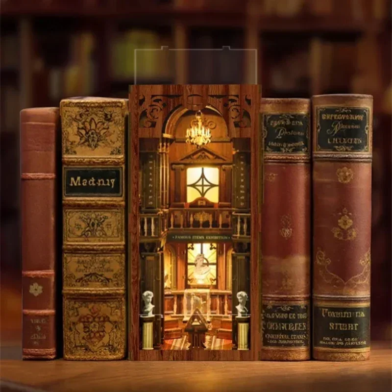 Diy Wooden Book Nook Kit Shelf Insert - The philosophical Library Bookshelf Home Decoration,