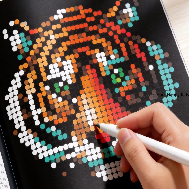 Adult Coloring Book Stress Relief - One Pixel Style Digital Coloring Picture