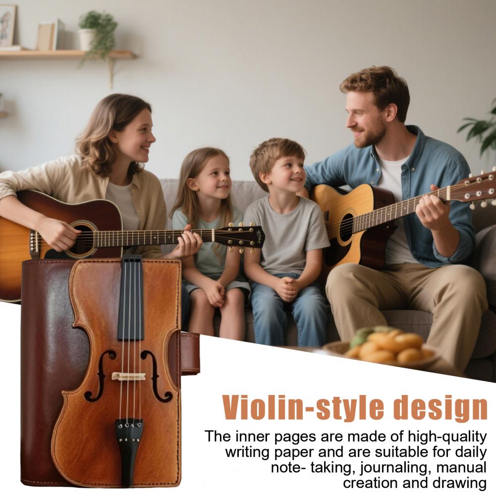 Vintage Leather Journal Notebook - Companion Notebook Elegant Vintage Violin Leather