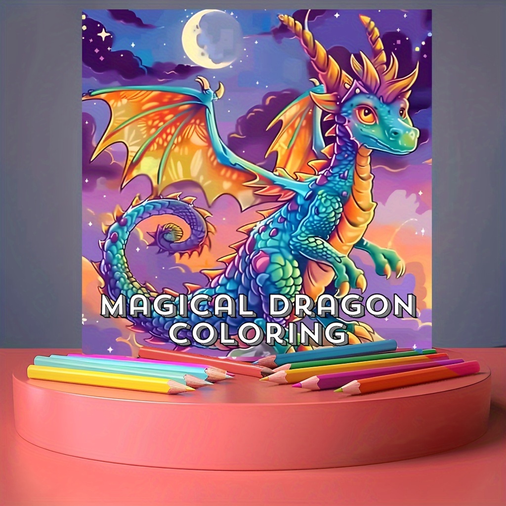Adult Coloring Book Stress Relief - 1pc Magical Dragon Coloring Book for
