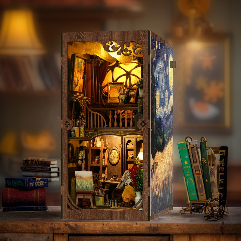 Miniature Model Kits A world w - đánh giá và giá Diy Wooden Book Nook Kit Shelf Insert
