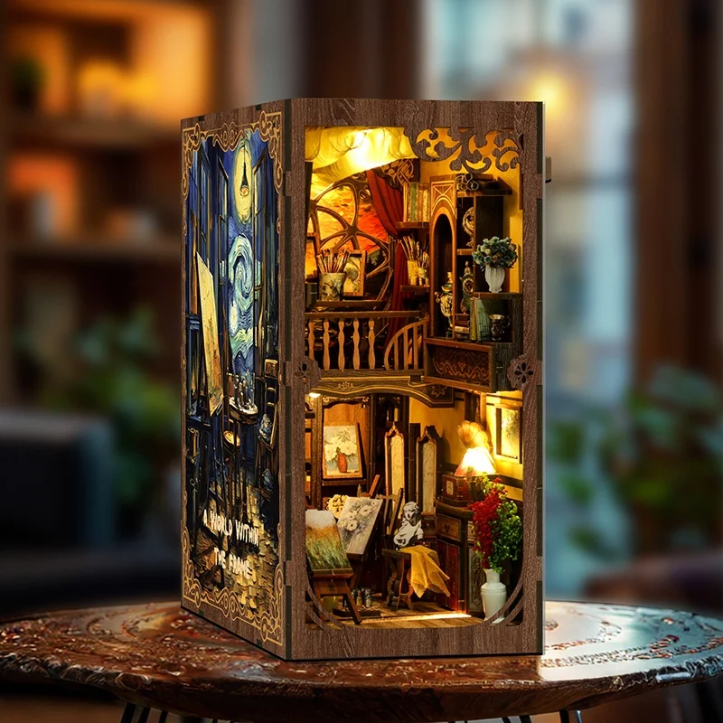 Miniature Model Kits A world w - đánh giá và giá Diy Wooden Book Nook Kit Shelf Insert