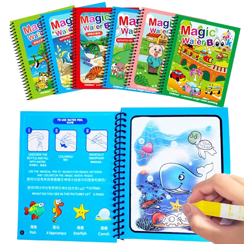 Kids Montessori Toys Reusable  - đánh giá và giá Reusable Water Magic Coloring Book