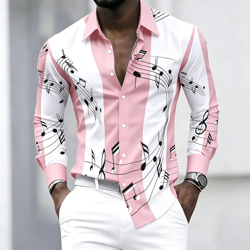 Men's collared shirt with crea - đánh giá và giá Music